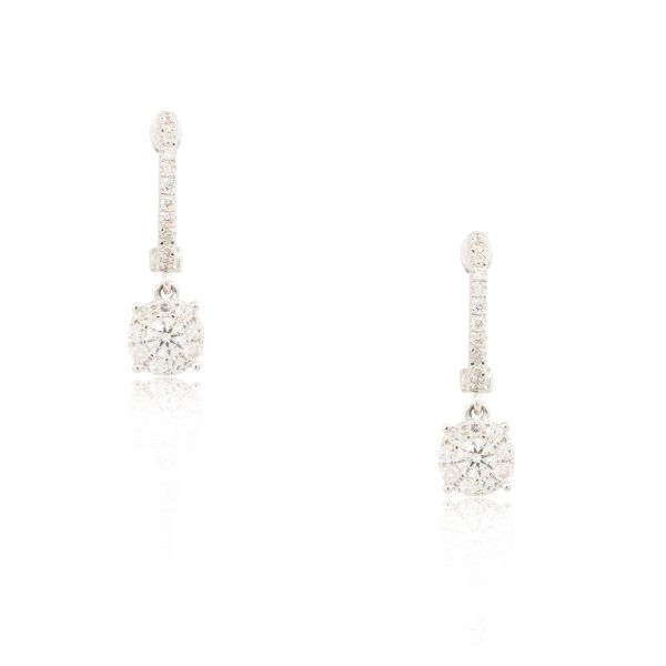 18k White Gold 0.53ctw Diamond Drop Mosaic Hoop Earrings