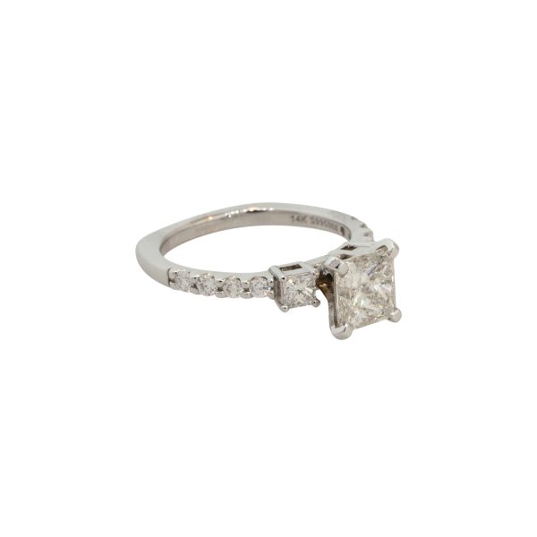 14k White Gold 2.09ctw 3 Stone Princess Cut Diamond Engagement Ring