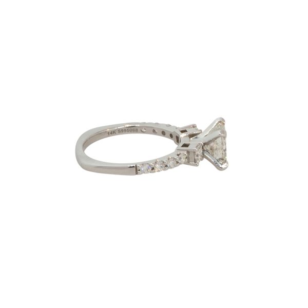 14k White Gold 2.09ctw 3 Stone Princess Cut Diamond Engagement Ring