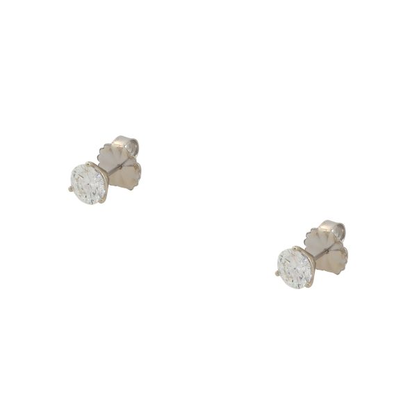 GIA Certified 14k White Gold 3.00ctw Round Diamond Stud Earrings