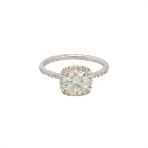 GIA Certified 18k White Gold 1.85ctw Round Brilliant Diamond Engagement Ring
