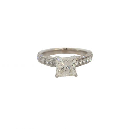 GIA Certified 14k White Gold 2.68ctw Princess Cut Diamond Engagement Ring