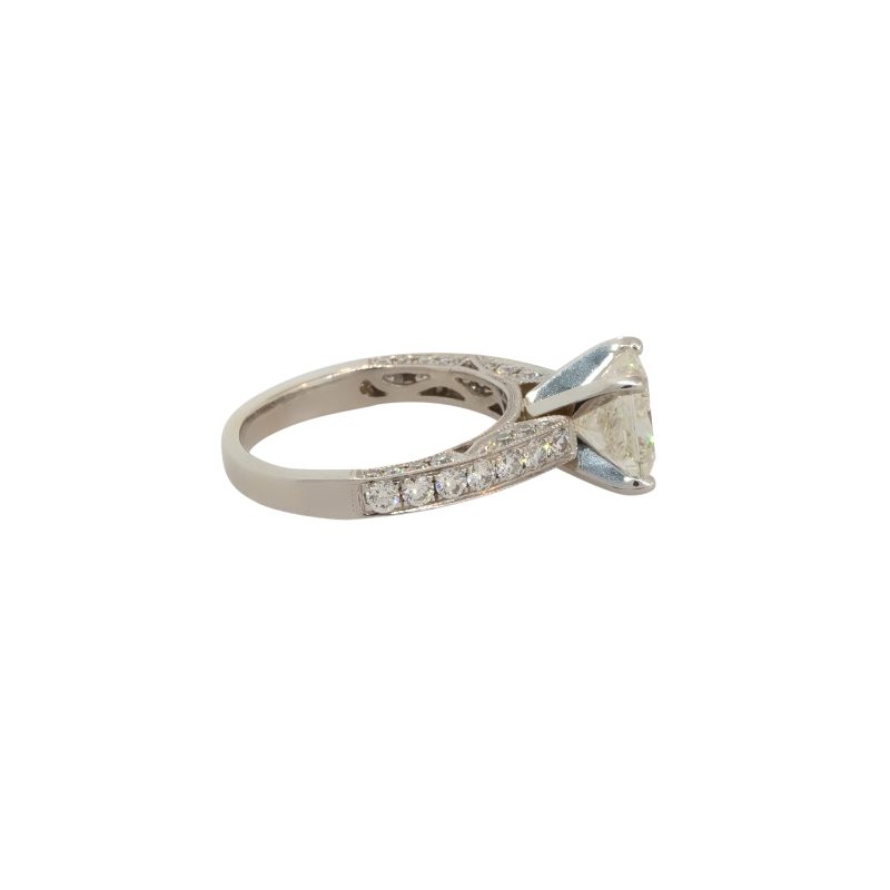 GIA Certified 14k White Gold 2.68ctw Princess Cut Diamond Engagement Ring