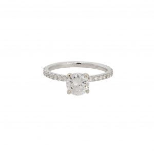 GIA Certified 18k White Gold 1.49ctw Diamond Solitaire Engagement Ring