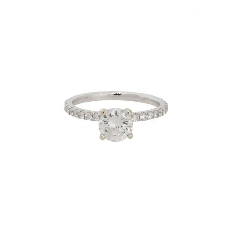 GIA Certified 18k White Gold 1.49ctw Diamond Solitaire Engagement Ring