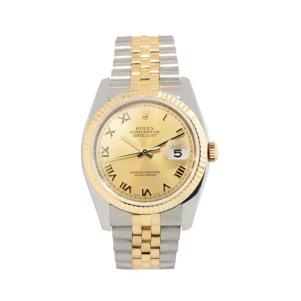Rolex 116233 Datejust Champagne Roman Dial 18k Yellow Gold and Steel Watch