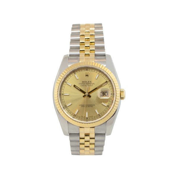 Rolex 116233 Datejust Champagne Stick Dial 18k Yellow Gold and Steel Watch