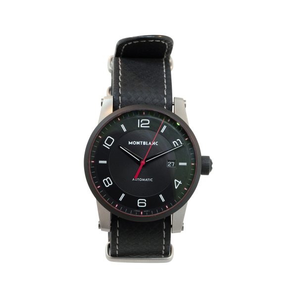 Montblanc 7408 Timewalker Black Dial Watch on Leather