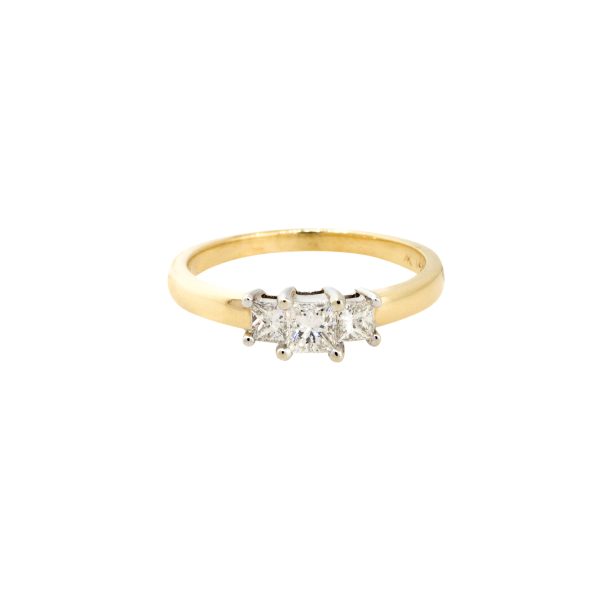14k Yellow Gold 0.60ctw 3 Diamond Engagement Ring and Wedding Band Set