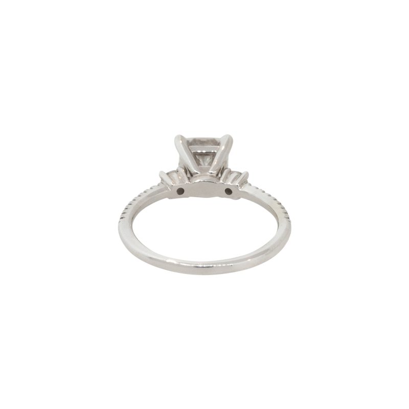 GIA Certified 14k White Gold 1.45ctw 3 Stone Cushion Diamond Engagement Ring