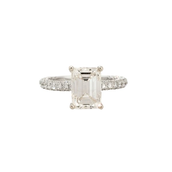 GIA Certified 18k White Gold 4.52ctw Emerald Cut Diamond Engagement Ring