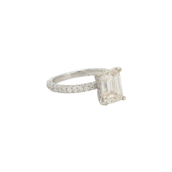 GIA Certified 18k White Gold 4.52ctw Emerald Cut Diamond Engagement Ring