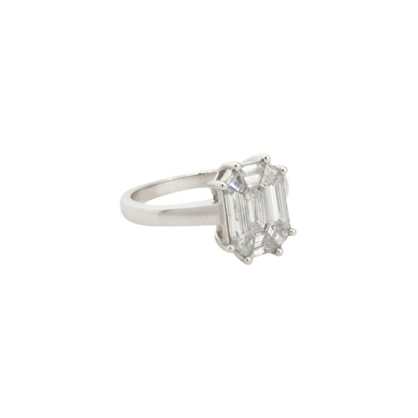 18k White Gold 1.26ctw Mosaic Diamond Octagonal Engagement Ring
