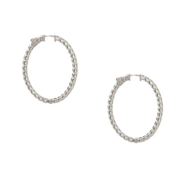 14k White Gold 10.0ctw Diamond Inside-Out Hoop Earrings