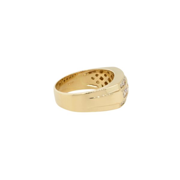 14k Yellow Gold 1.35ctw Men's 3 Row Diamond Ring