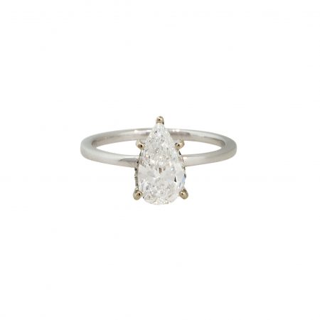 GIA Certified 18k White Gold 1.52ctw Pear Shaped Diamond Engagement Ring
