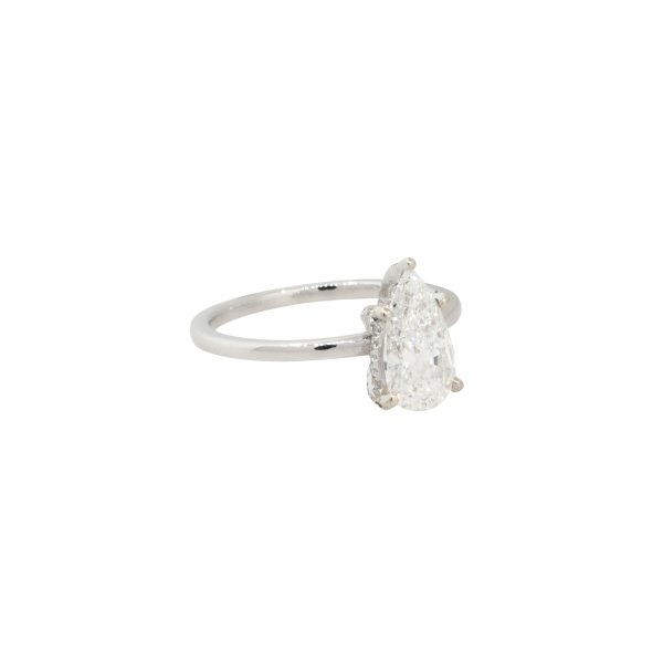 GIA Certified 18k White Gold 1.52ctw Pear Shaped Diamond Engagement Ring
