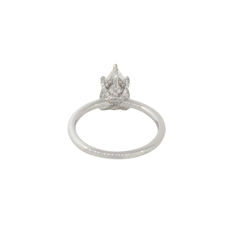 GIA Certified 18k White Gold 1.52ctw Pear Shaped Diamond Engagement Ring