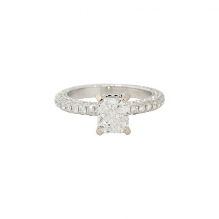 GIA Certified 18k White Gold 2.97ctw Radiant Cut Diamond Engagement Ring