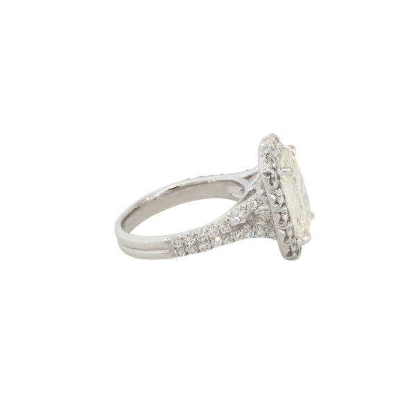 Platinum 4.64ctw Cushion Cut Diamond Halo Engagement Ring
