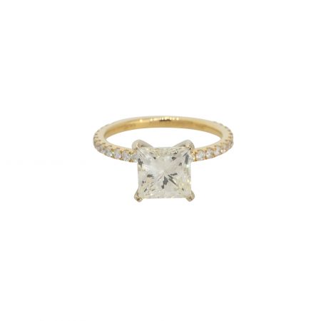 GIA Certified 18k Two-Tone 2.97ctw Princess Cut Diamond Engagement Ring