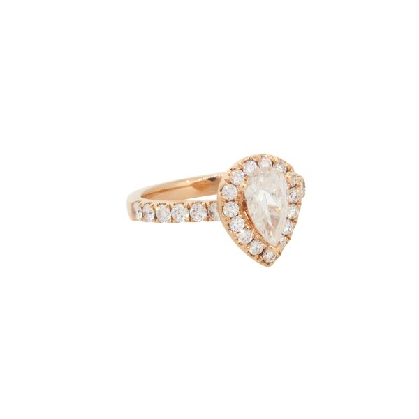 GIA Certified 18k Rose Gold 1.94ctw Pear Shaped Diamond Engagement Ring
