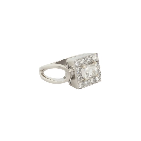 GIA Certified Platinum 1.61ctw Asscher Cut Diamond Engagement Ring