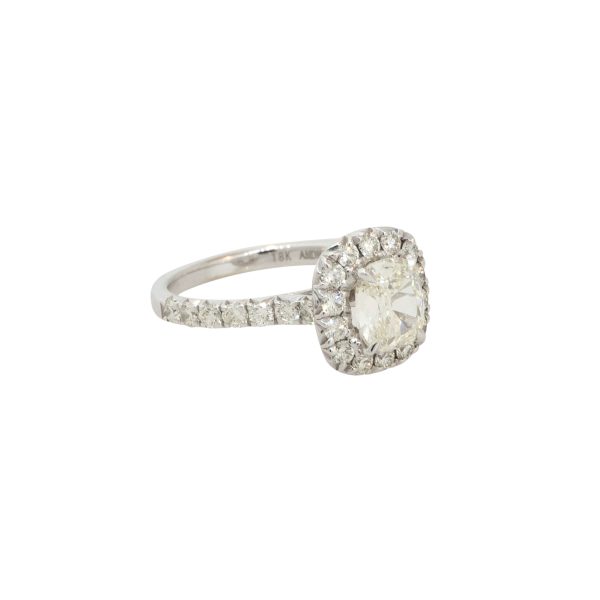 18k White Gold 1.78ctw Cushion Cut Diamond  Engagement Ring