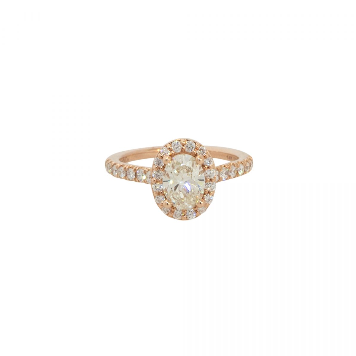 14k Rose Gold 1.55ctw Oval Diamond Halo Engagement Ring