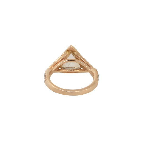 14k Rose Gold 2.67ctw Brown Triangle Diamond Halo Twisted Engagement Ring