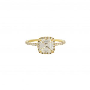 EGL Certified 18k Yellow Gold 2.01ctw Asscher Cut Diamond Engagement Ring
