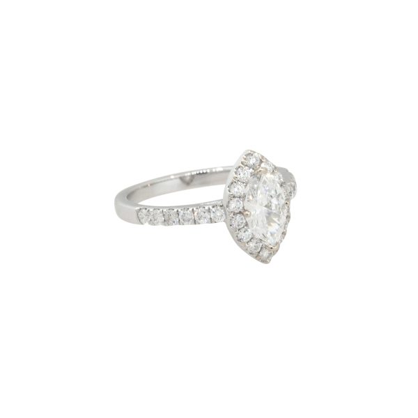GIA Certified 18k White Gold 1.26ctw Marquise Cut Diamond Engagement Ring