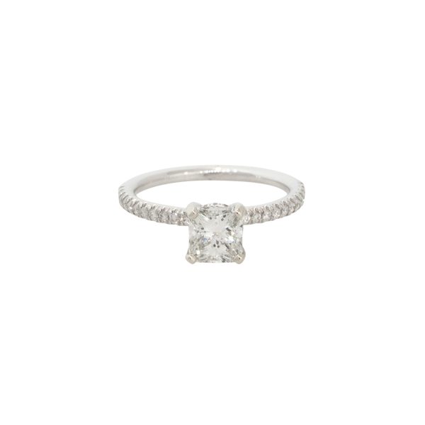 GIA Certified 14k White Gold 1.32ctw Radiant Cut Diamond Engagement Ring