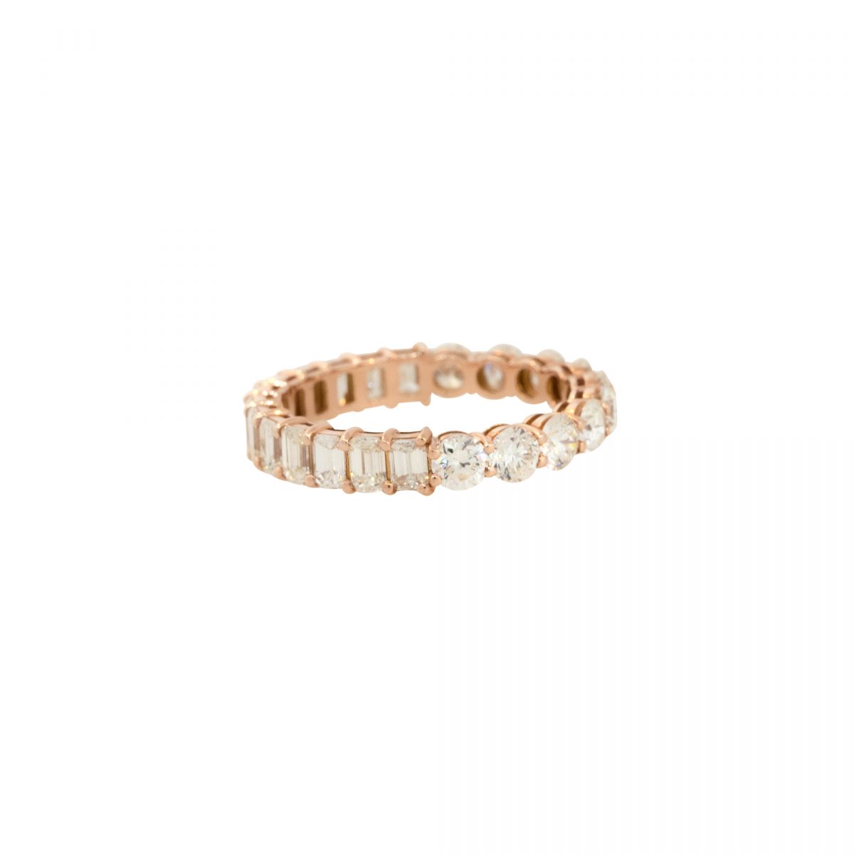 14k Rose Gold 2.71ctw Round and Emerald Cut Diamond Eternity Band