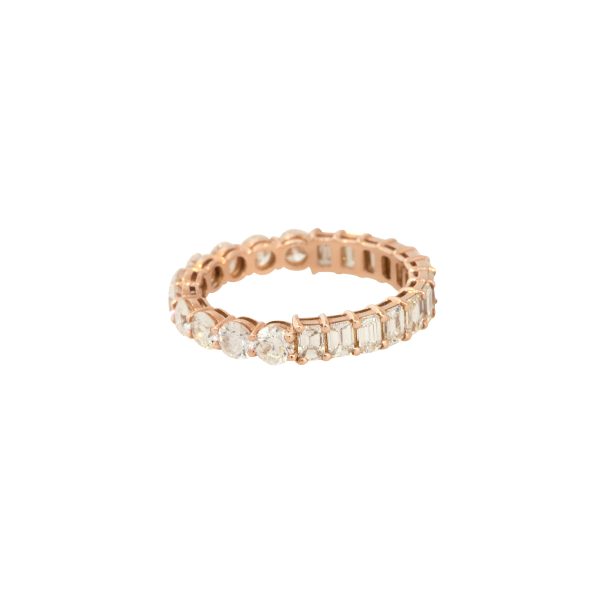 14k Rose Gold 2.71ctw Round and Emerald Cut Diamond Eternity Band
