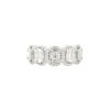 18k White Gold 1.1ctw 5 Mosaic Baguette Diamond Stations with Diamond Halo Ring