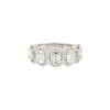 18k White Gold 1.1ctw 5 Mosaic Baguette Diamond Stations with Diamond Halo Ring