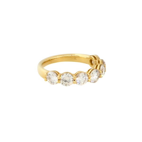14k Yellow Gold 2.19ctw Round Brilliant 7 Diamond Half-Way Wedding Band