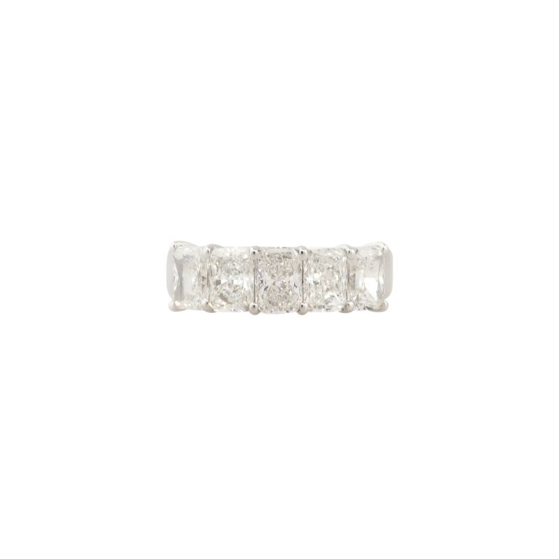 18k White Gold 2.87ctw 5 Stone Radiant Cut Diamond Wedding Band
