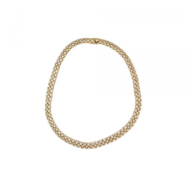 18k Yellow Gold 32.0ctw Flexible 3 Row Diamond Necklace