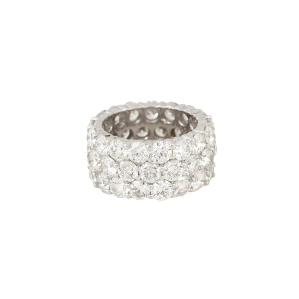 18k White Gold 12.0ctw 3-Row Diamond Eternity Band