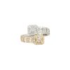 14k Two-Tone White and Yellow Gold 0.89ctw Diamond Bypass Ring