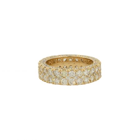 14k Yellow Gold 6.70ctw Men's Pave Diamond Eternity Ring