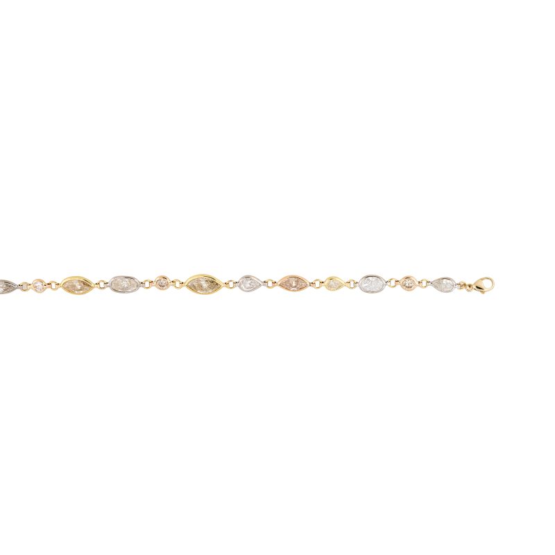 14k Multi-Tone Gold 20.32ctw Mixed Shaped Diamond Station Necklace