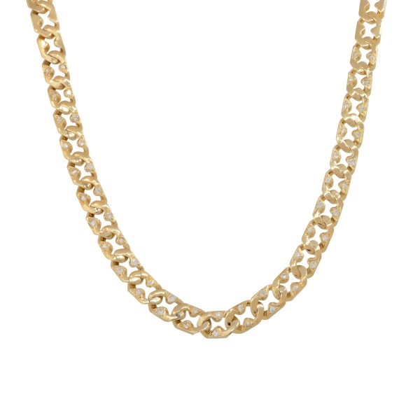 14k Yellow Gold 1.00ctw Diamond Set Curb Link 16″ Women's Necklace
