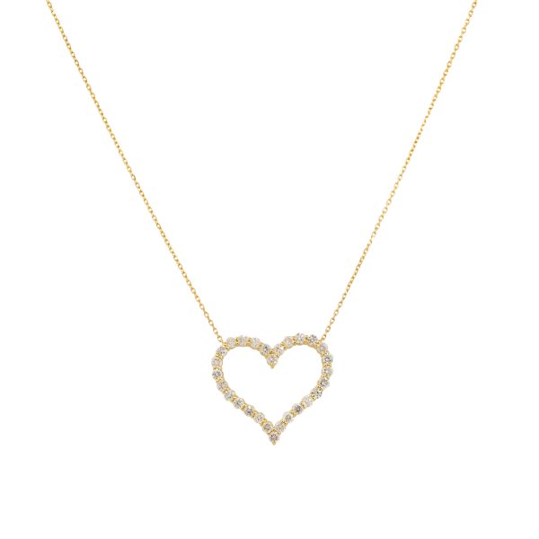14k Yellow Gold 1.40ctw Open Heart Diamond Necklace