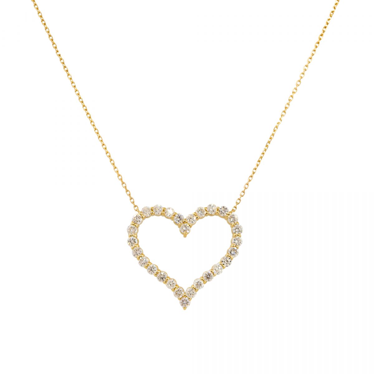 14k Yellow Gold 1.40ctw Open Heart Diamond Necklace