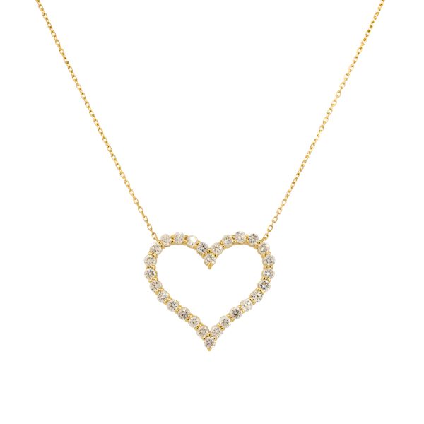 14k Yellow Gold 1.40ctw Open Heart Diamond Necklace