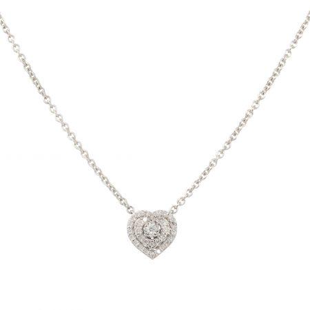 14k White Gold 0.19ctw Diamond Heart Necklace