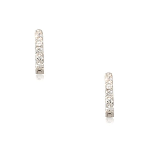 14k White Gold 0.55ctw 5 Diamond Tiny Huggie Hoop Earrings  